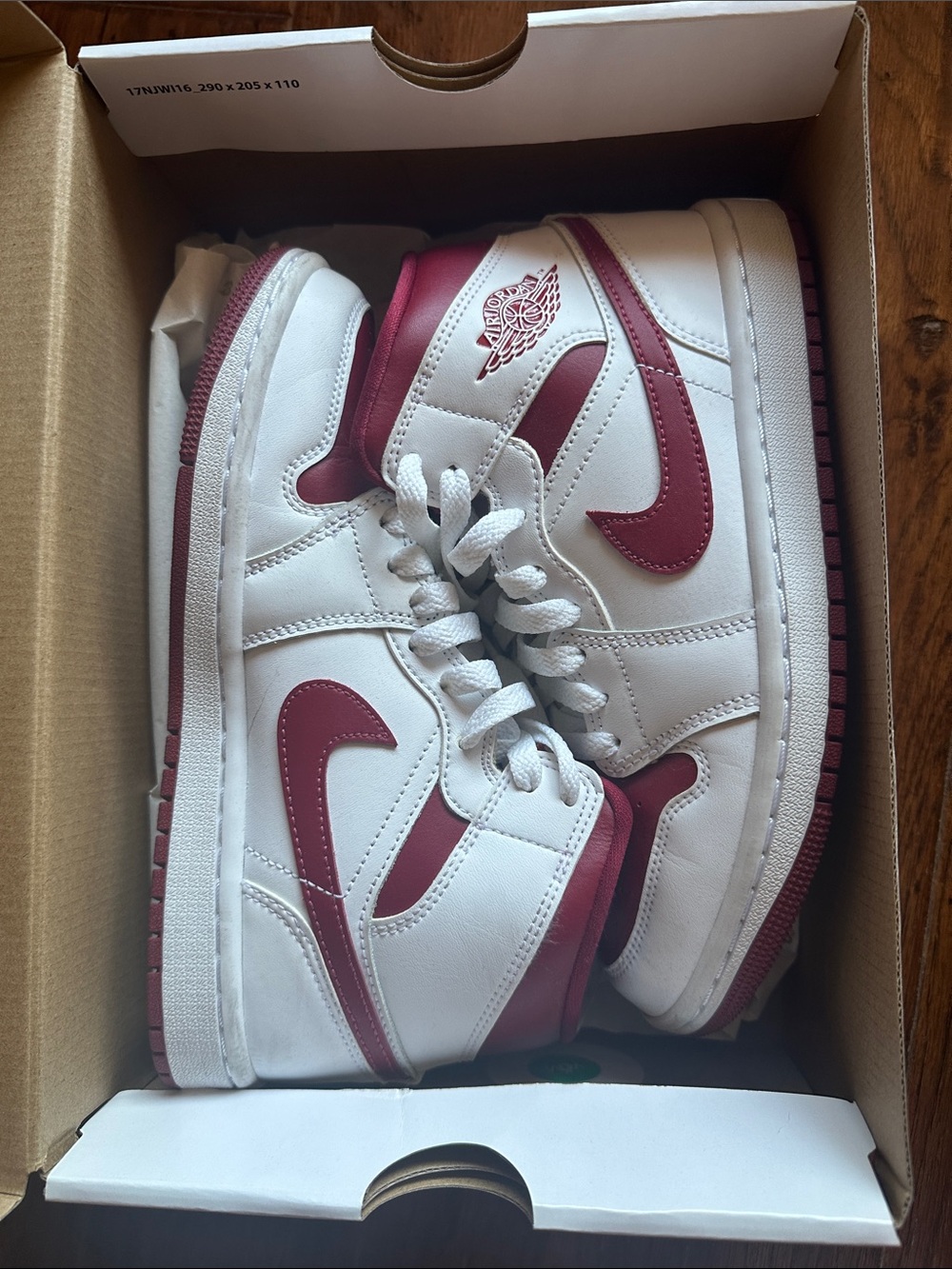 Jordan Kids High-Top Sneakers in White and Maroon